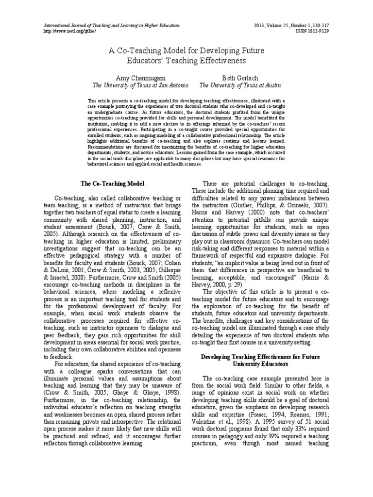 Co-Teaching Model for Educator Development | PDF | Doctorate | Doctor ...