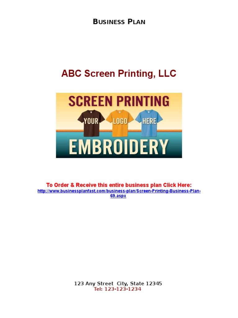 69 Sample Screen Printing Business Plan Sample Sportswear (Activewear