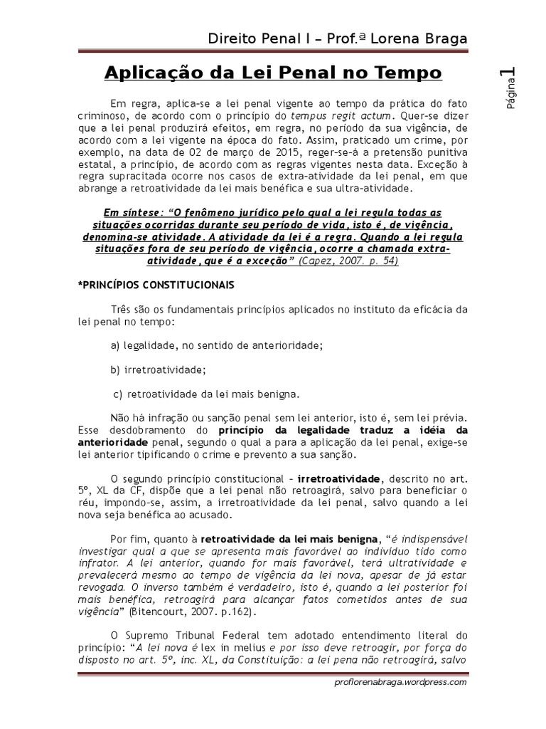 Aplicação Da Lei Penal No Tempo | PDF | Crime e Violência | Thriller ...