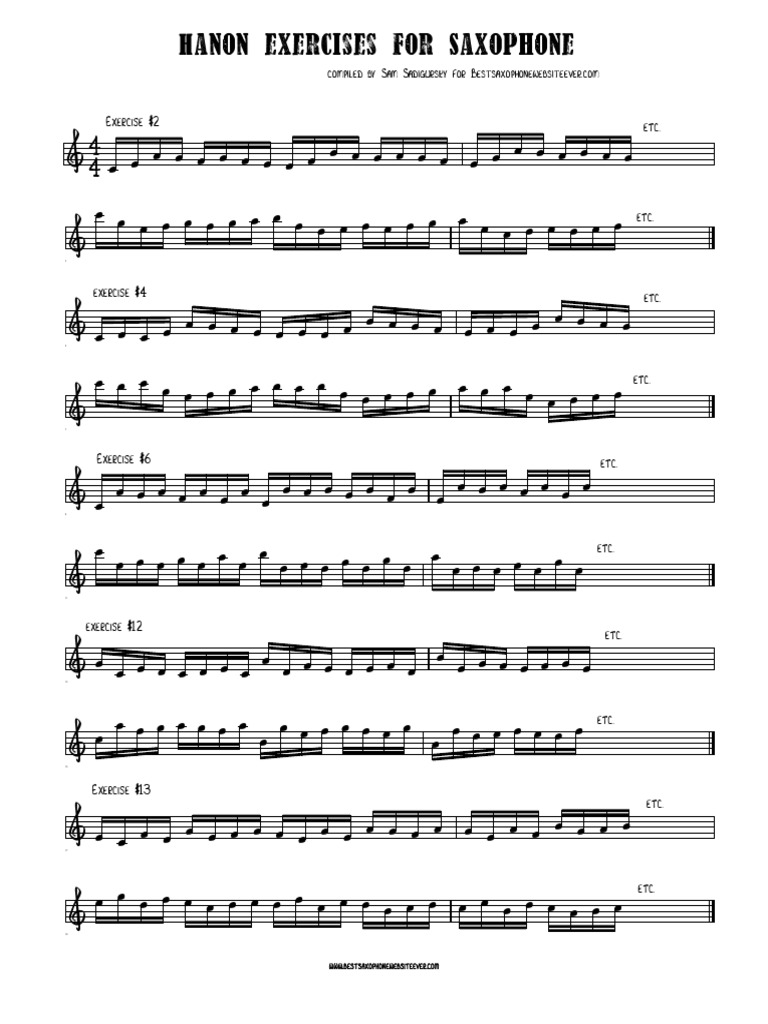 Hanon Exercises for Saxophone | PDF