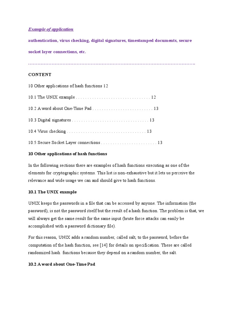 Applications of Hash Functions in Security | PDF | Key (Cryptography ...
