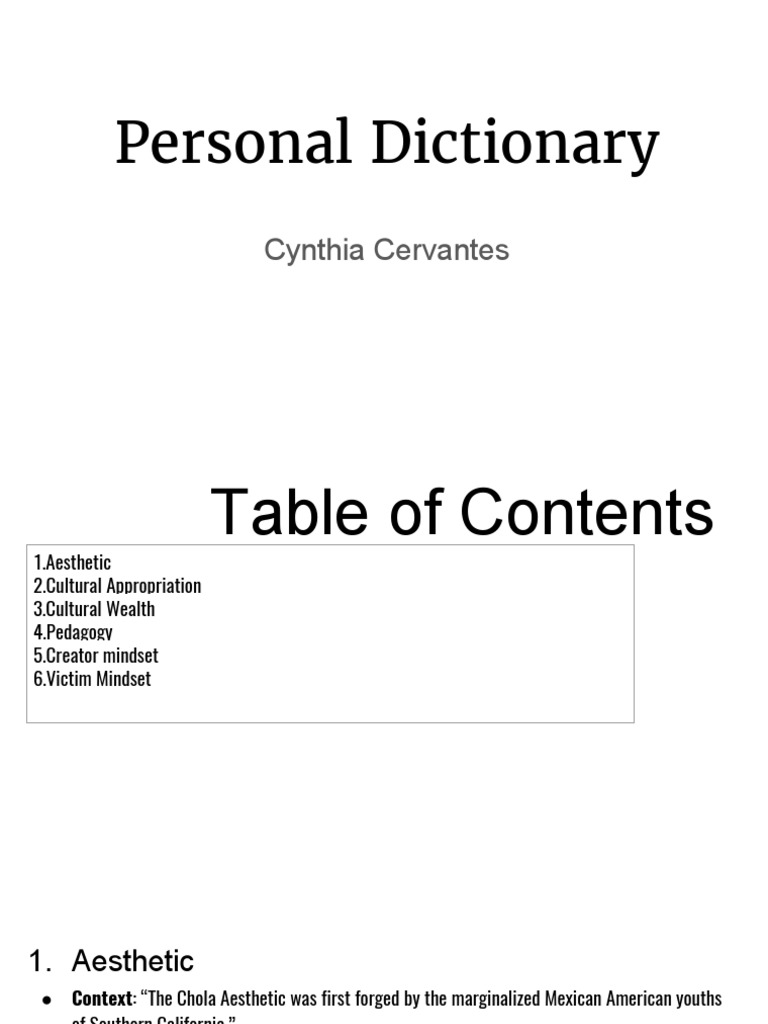 personal dictionary 3 Aesthetics Wealth Free 30day Trial Scribd
