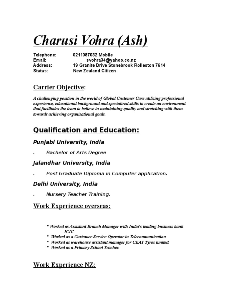 Curriculum vitae examples pdf picture