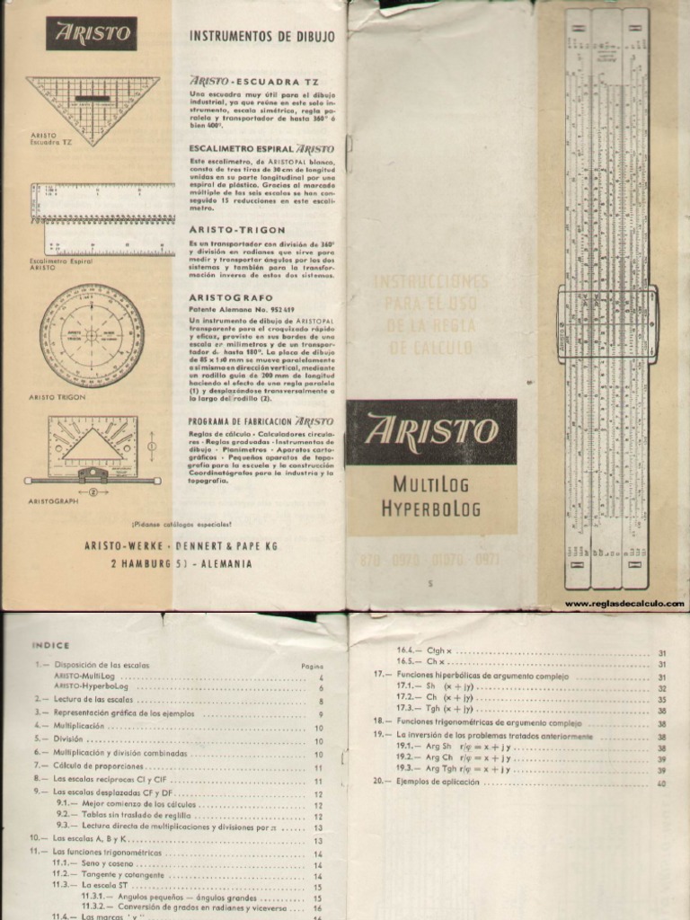 Aristo 870 Slide Ruler Manual PDF | PDF