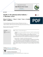 Quality in The Pharmaceutical Industry - A Literature Review