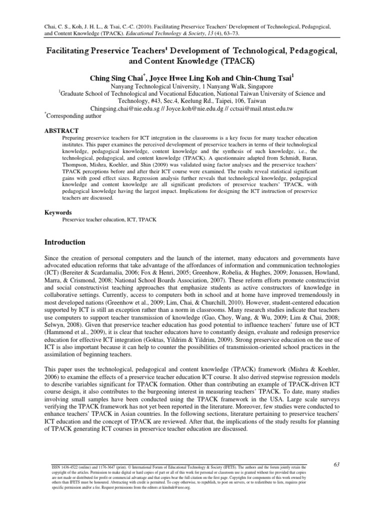 Facilitating Pre Service Teachers Development T Pack | PDF ...