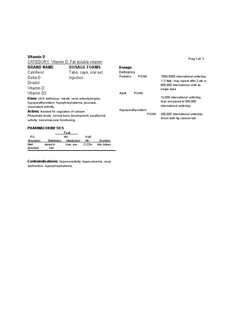 Vitamin D Brand Name Dosage Forms | PDF | Vitamin C | Medicine