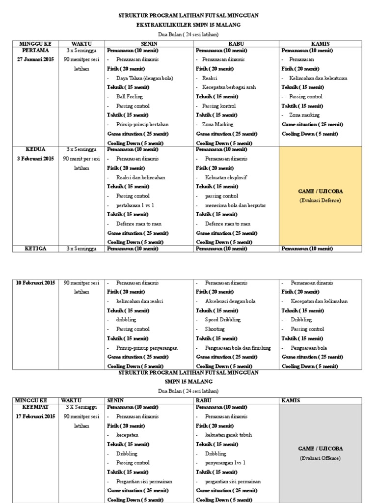 Download Program Latihan Fisik Futsal