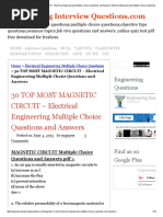 30 TOP MOST MAGNETIC CIRCUIT - Electrical Engineering Multiple Choice Questions and Answers Electrical Engineering Multiple Choice Questions