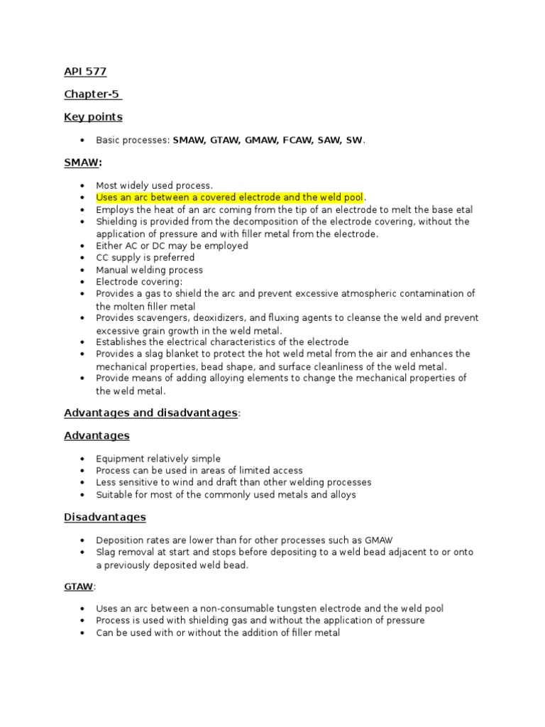 Overview of Welding Processes in API 577 | PDF | Welding | Construction