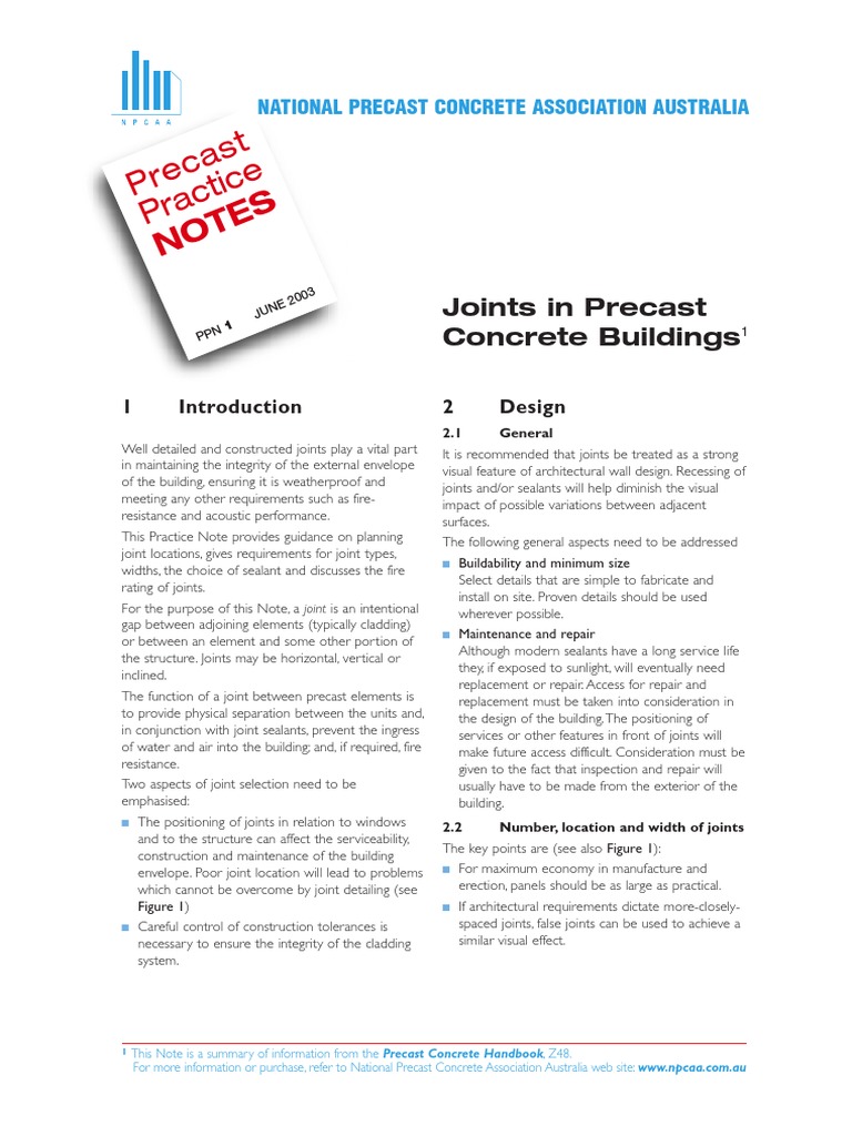 Joints in Precast Concrete Buildings | PDF | Precast Concrete | Concrete