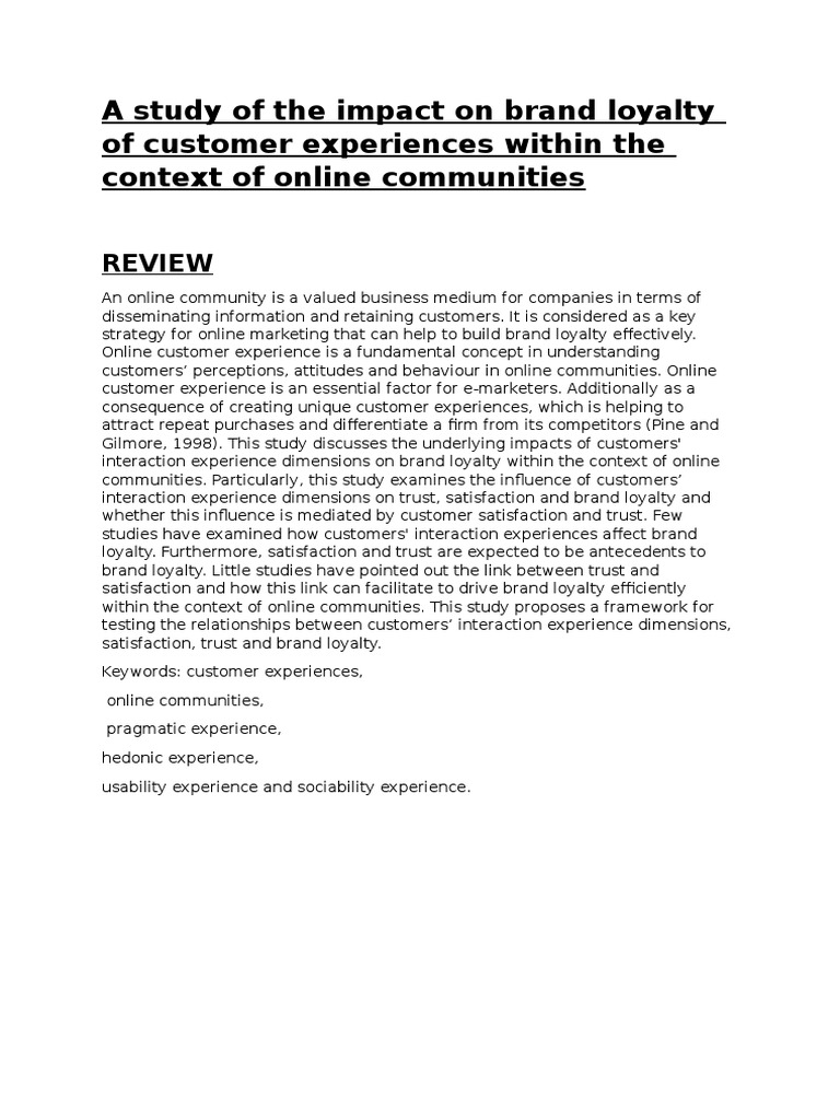 Customer Experience Impact on Brand Loyalty | PDF | Customer Experience ...