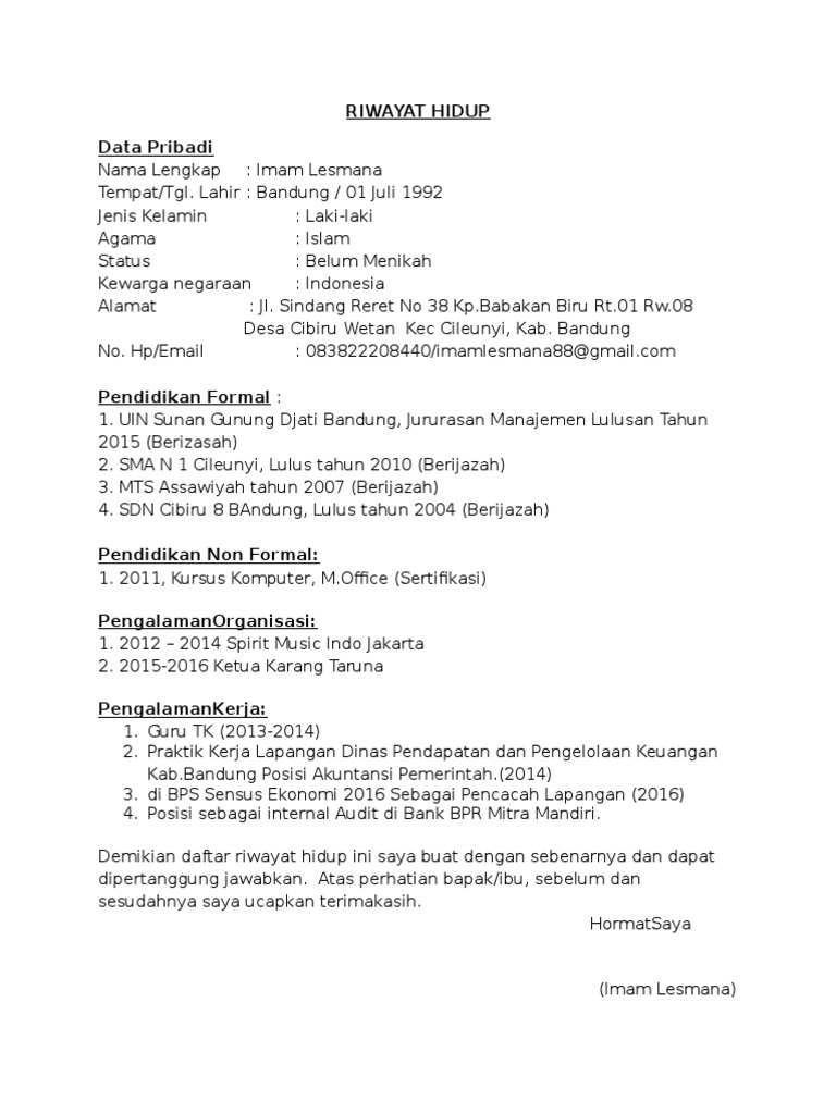 Contoh Surat Contoh Surat Lamaran Kerja Ke Pt Kahatex Bandung