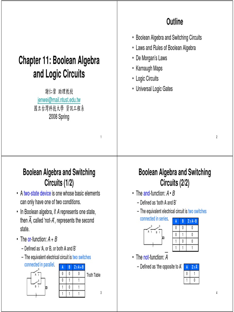 11 Boolean Algebra and Logic Circuits | PDF | Logic Gate | Boolean Algebra