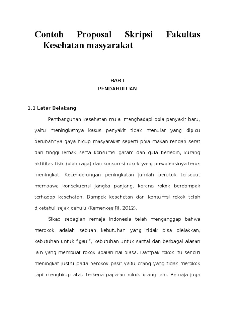 Contoh Proposal Skripsi Fakultas Kesehatan Masyarakat PDF