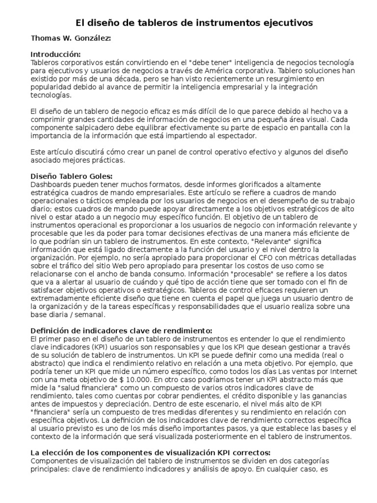 Diseño de Tableros Ejecutivos Efectivos | PDF | Indicador de ...
