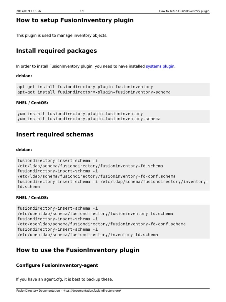 Setting Up FusionInventory Plugin | PDF
