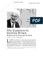Fifty Questions For Doctrine Writers: Means Are As Important As Ends