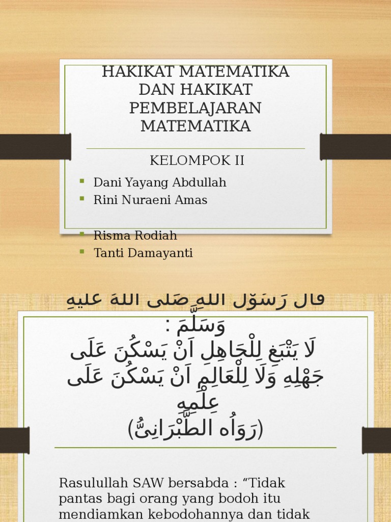 Hakikat Matematika dan Pembelajaran matematika