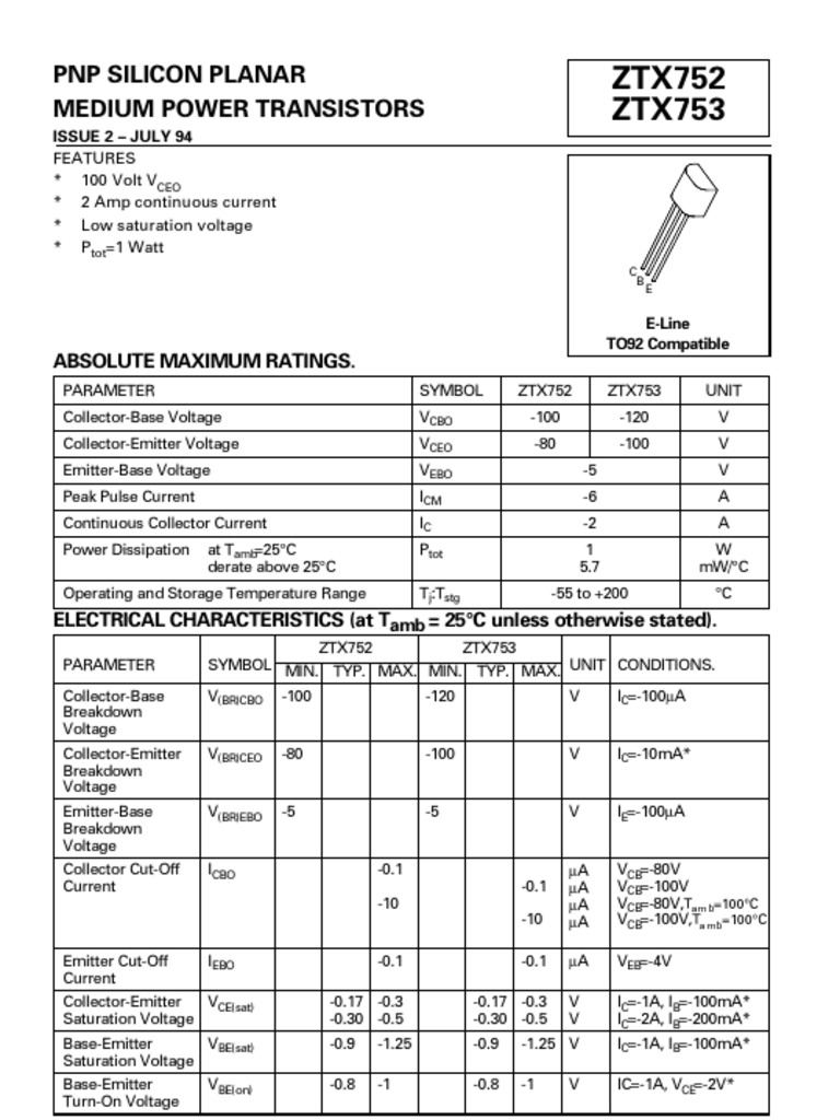 PNP Medium Power Transistors Specs | PDF | Bipolar Junction Transistor ...