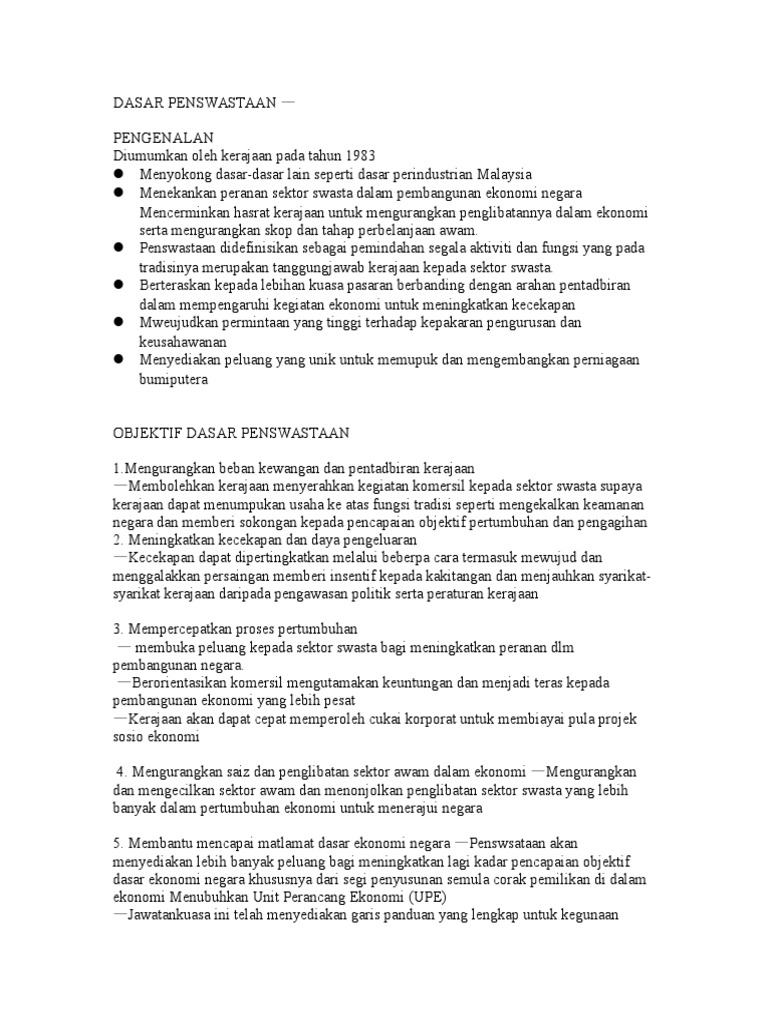 Dasar Penswastaan  PDF