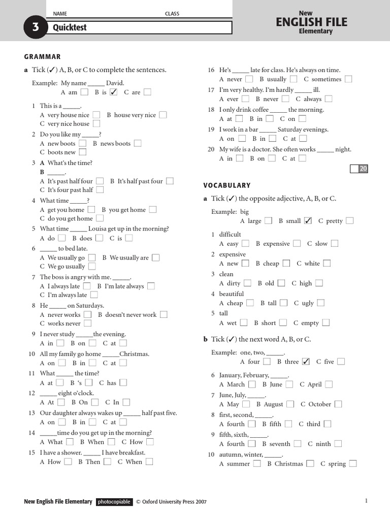 Nef Elem Quicktest 03 | PDF