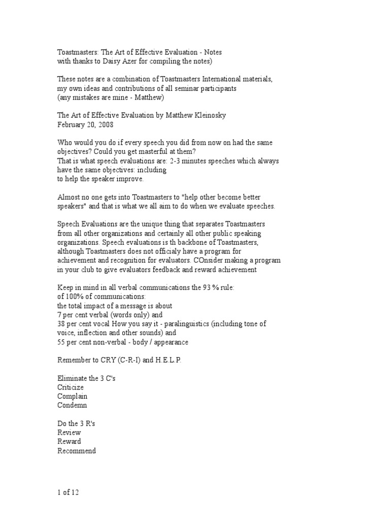 Speech self critique image