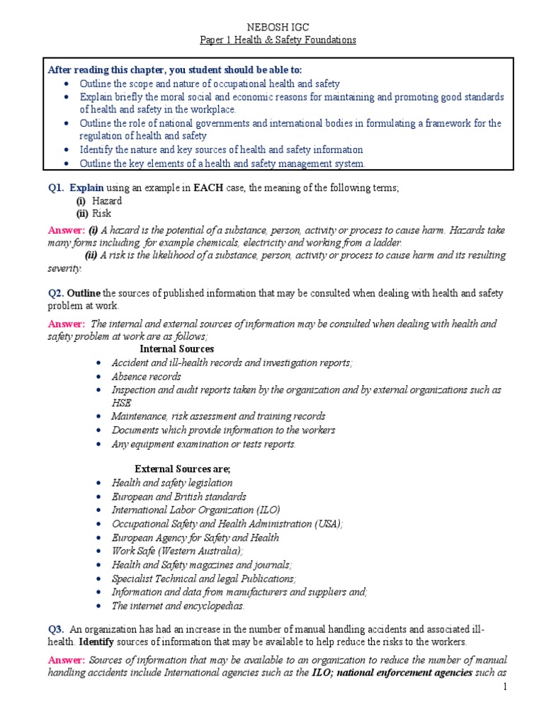 Nebosh question paper.pdf Occupational Safety And Health