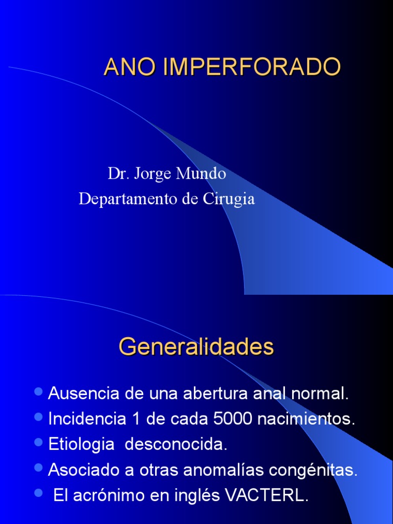 Ano Imperforado: Diagnóstico y Tratamiento | PDF | Recto ...