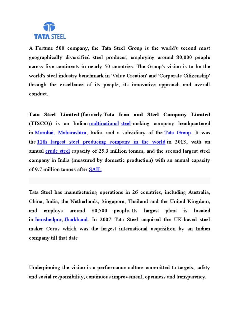 Tata Steel | PDF | Business | Labour