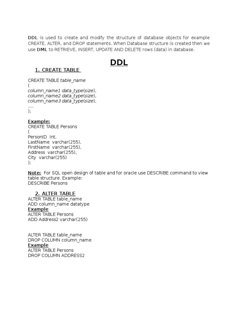 DDL&DML | PDF
