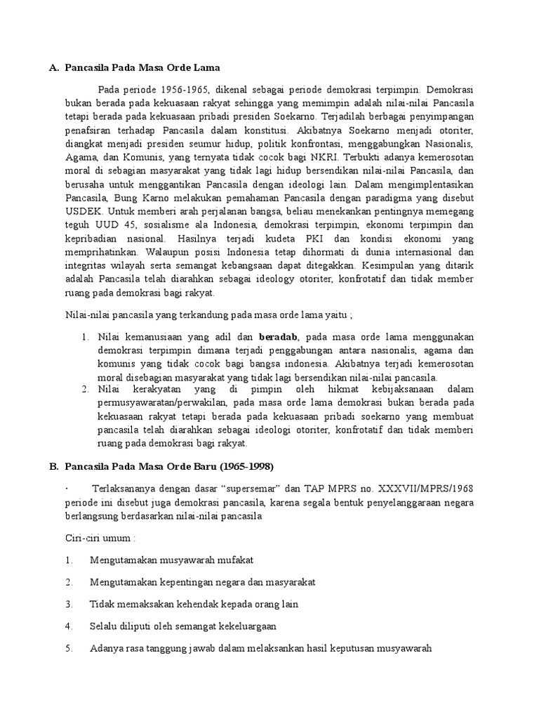 Pancasila Pada Masa Orde Lama