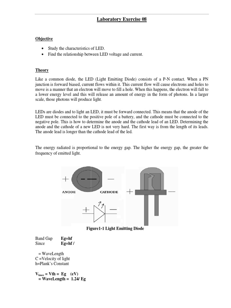 LED Characteristics and V-I Relationship | PDF | Light Emitting Diode ...