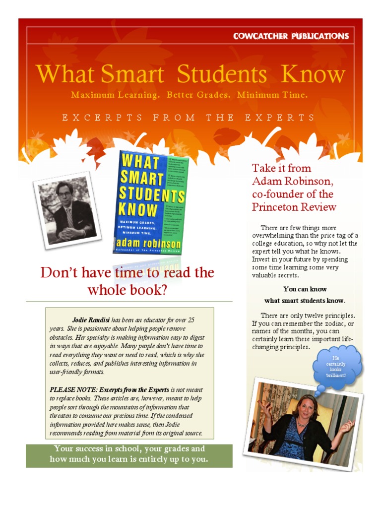 Smart Students' 12 Learning Principles | PDF | Learning | Psychological ...