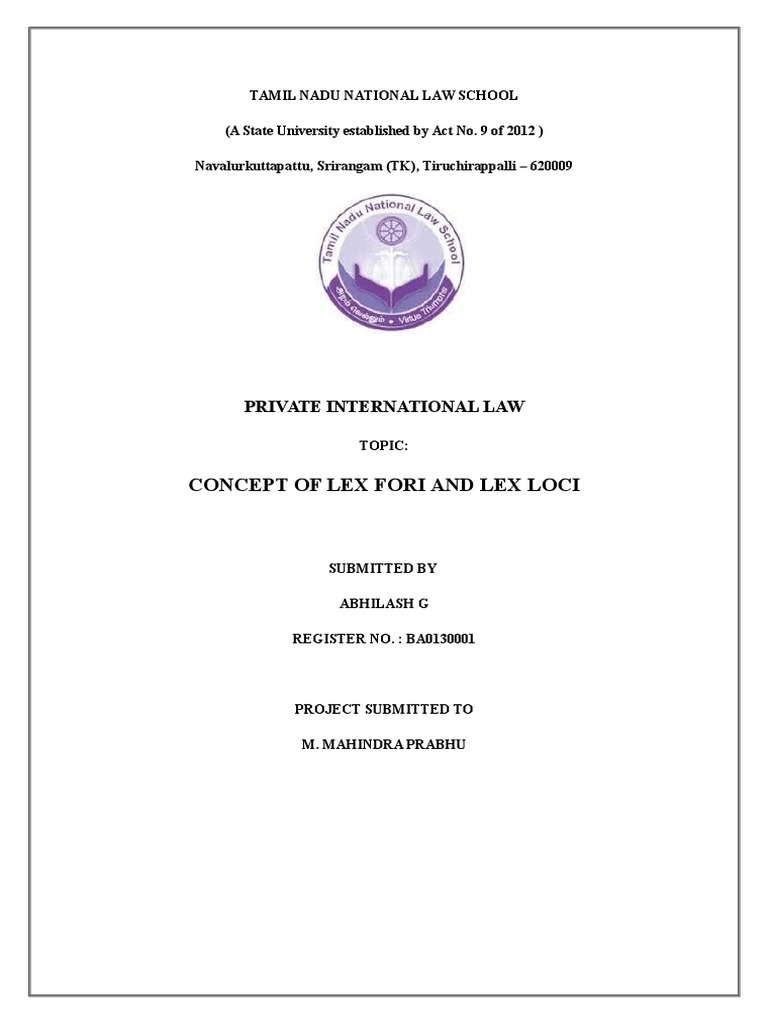 Concept of Lex Fori and Lex Loci PDF Government Information Justice