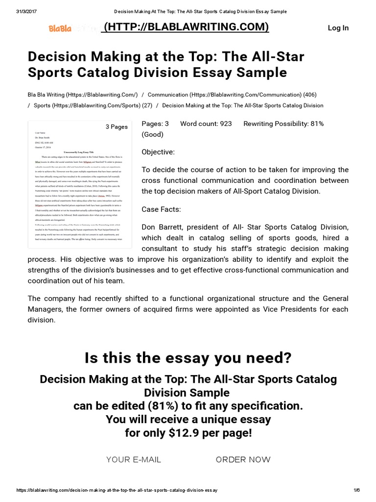 CaseDecision Making 1 Business Cognition