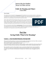 Saving Faith: Its Meaning and Object: Answer Key For Graders