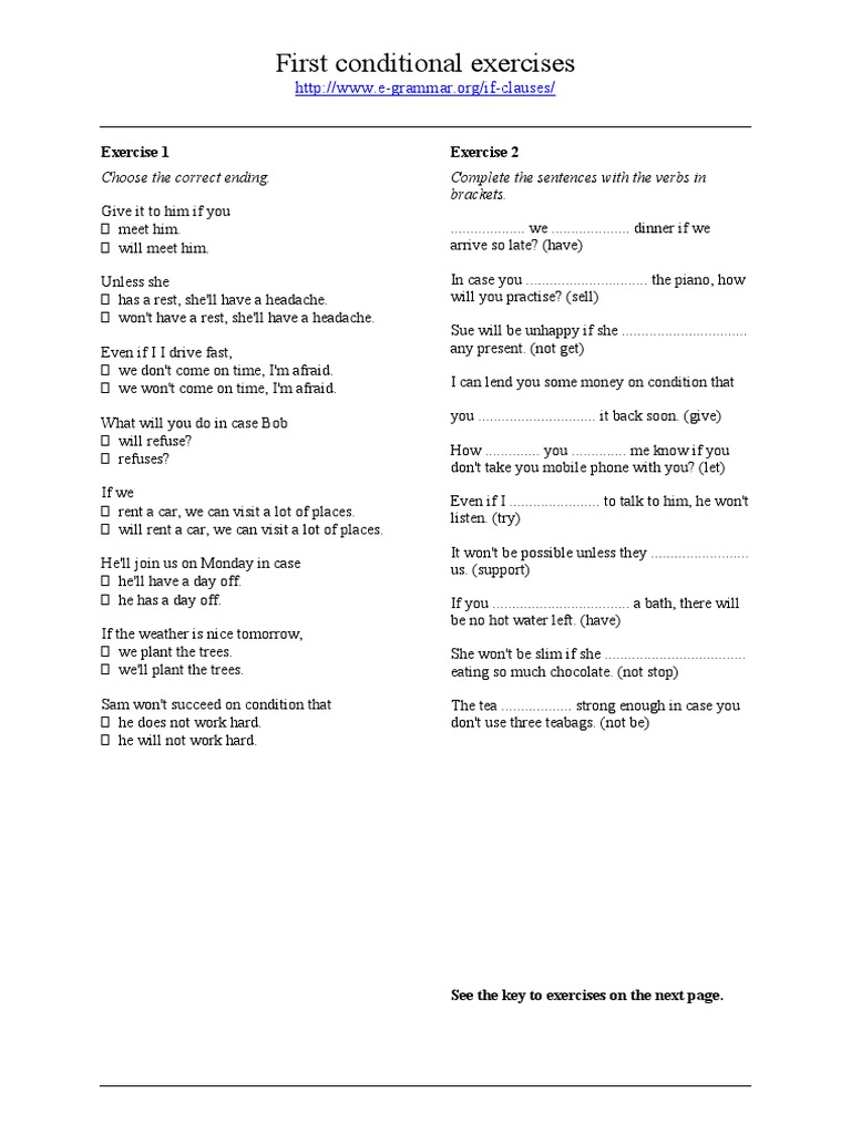First Conditional Worksheet PDF | PDF