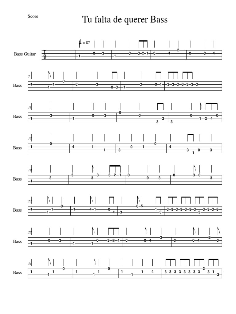 Tu Falta De Querer Bass Tab Chordophones Guitars tu falta de querer bass tab