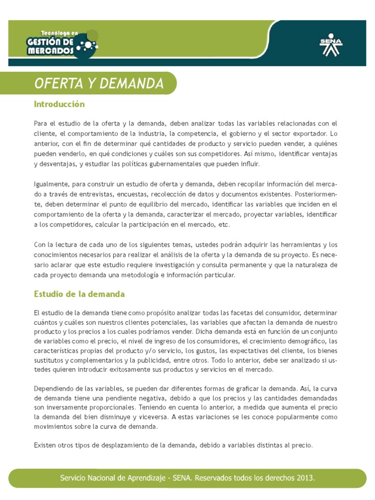 Análisis de Oferta y Demanda en Mercados | PDF | Oferta (economía ...