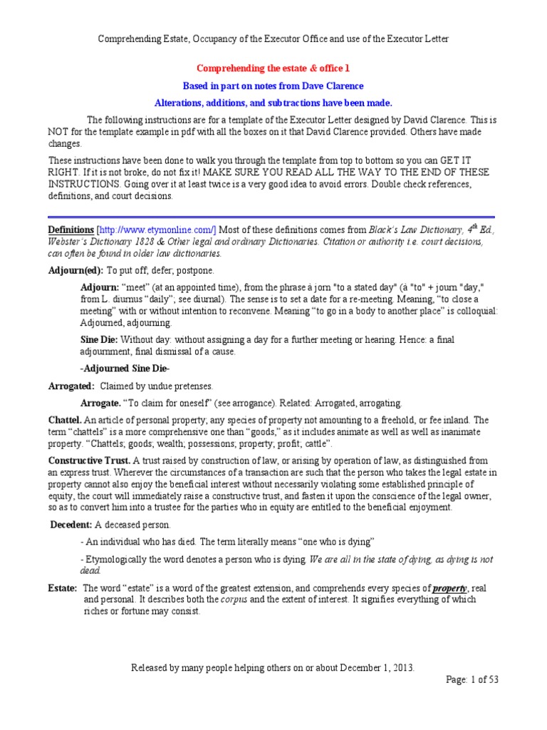 Executor Letter Template Guide | PDF | Law