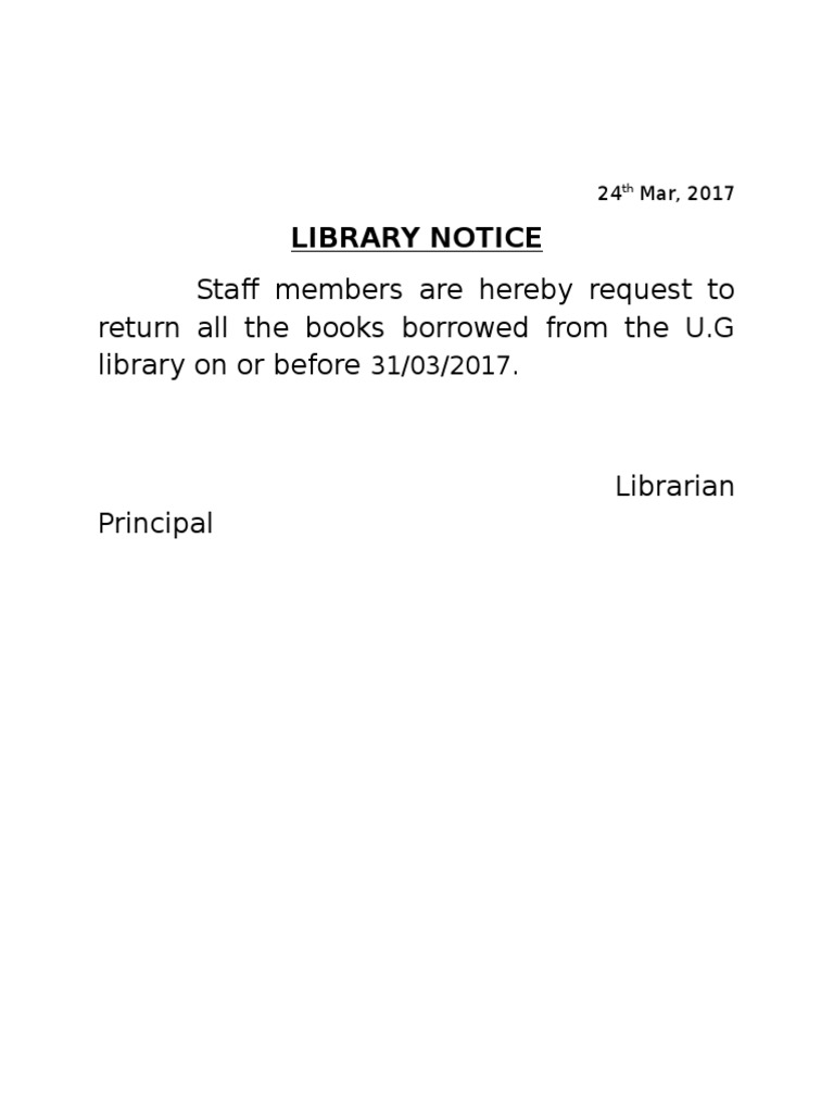 Library Notice: Book Return Deadline | PDF | Libraries | Library Science