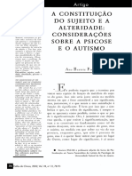 A Constituição Do Sujeito E A Alteridade: Considerações Sobrea Psicose Eo Autismo