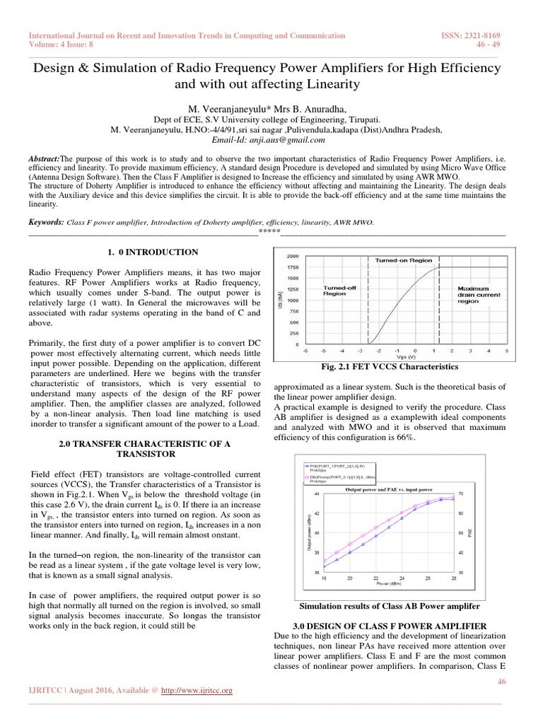 RF Power Amplifier Design for Efficiency | PDF