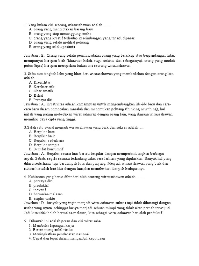 Salah Satu Syarat Menjadi Wirausahawan Yang Baik Dan Sukses Adalah Goreng