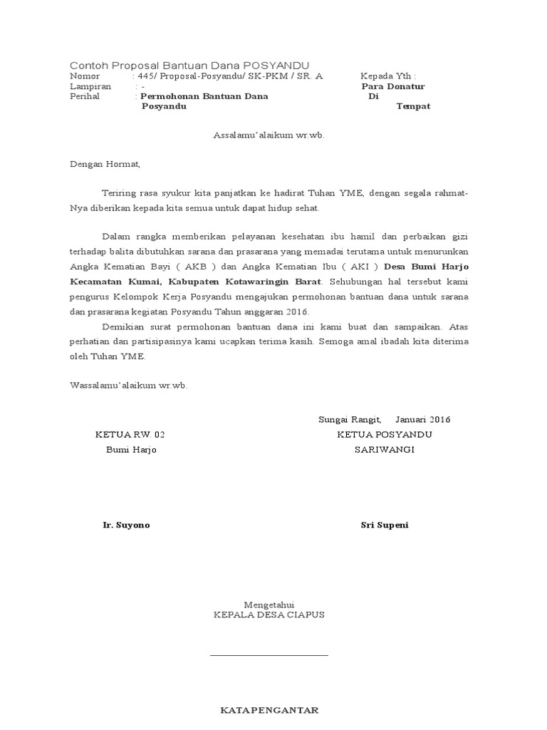 Contoh Proposal Bantuan Posyandu