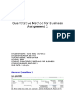 Quantitative Method For Business Assignment 1: Answer Question 1