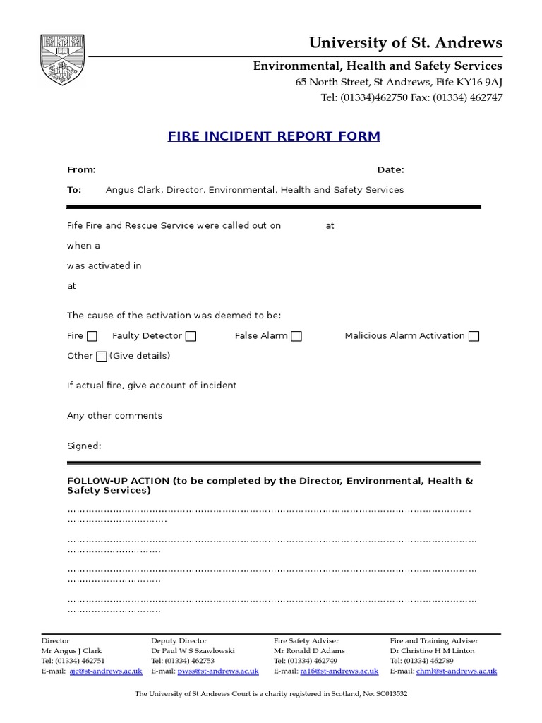 Basic Fire Incident Report Form | PDF