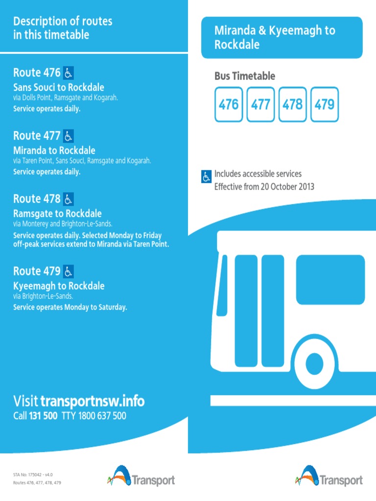 Bus Timetable for Routes 476-479 | PDF | Bus | Bus Transport