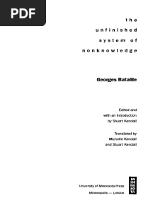 Georges Bataille The Unfinished System of Nonknowledge PDF